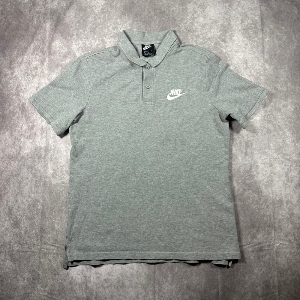 Nike Mens Sportswear Polo Shirt Grey Heather L Short Sleeve Futura Logo Classic